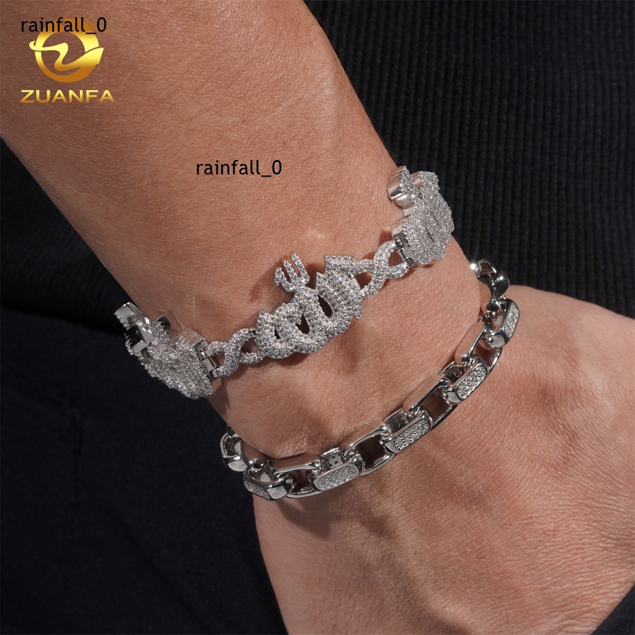 Hip Hop Jewelry Iced Out D Color VVS Moissanite Diamond Sterling Silver 925 Fashion Luxury Cuban Link Chain Bracelet