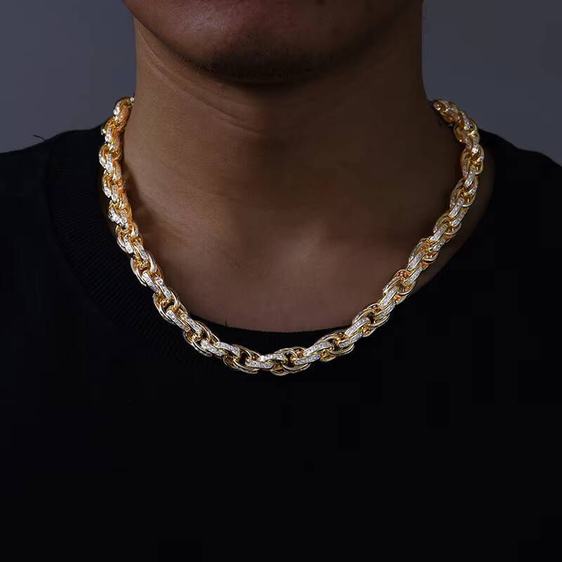 New Design Bling Rapper Jewelry Hip Hop Men 10mm 925 Sterling Silver VVS Baguette Moissanite Diamond Iced Out Twist Rope Chain