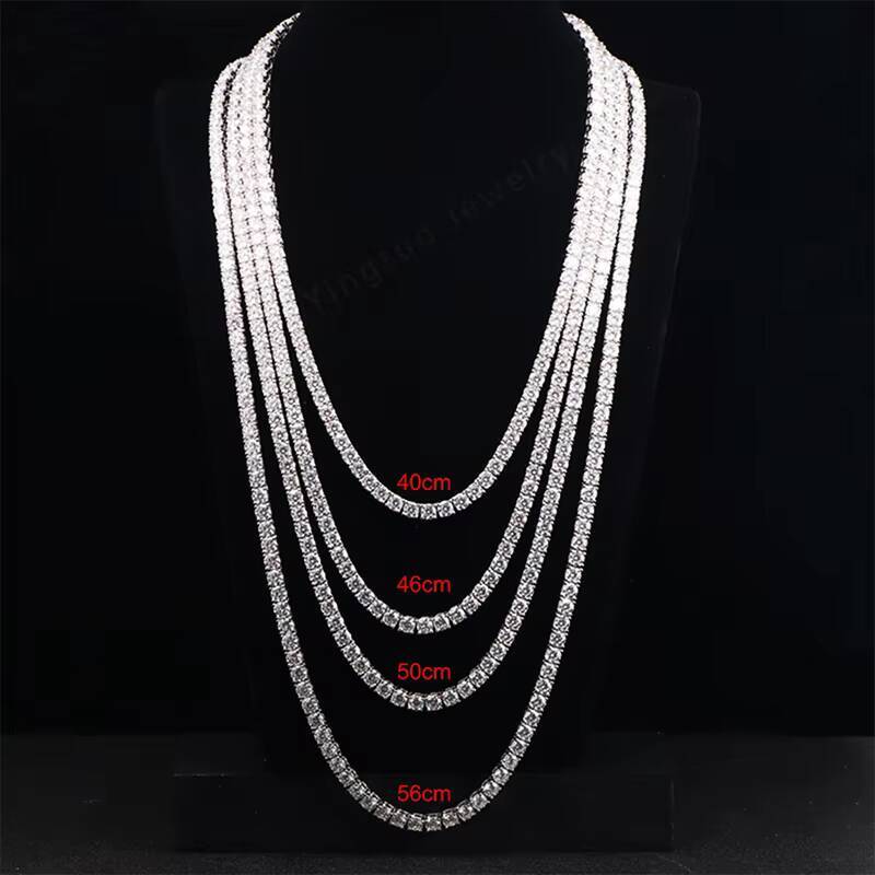 Wholesale High Quality 925 Sterling Silver Tennis Chain 3mm6mm VVS Moissanite Necklace Fine Jewelry for Men Women