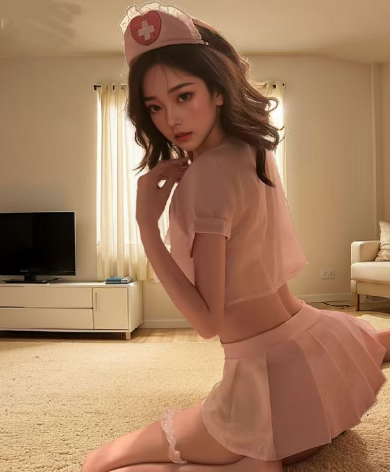 New hot selling nightgown set, sexy little nurse home pajamas