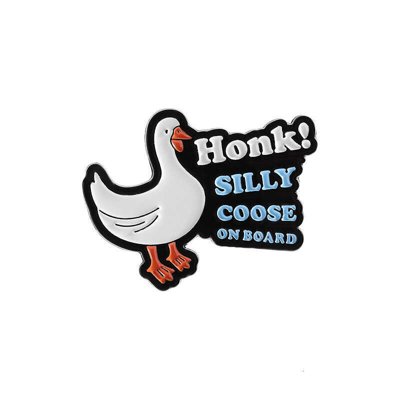 Cartoon Cute Big Goose Adorable Quotes Animal Brooch Metal Fun Unisex Student Backpack Accessory Badge