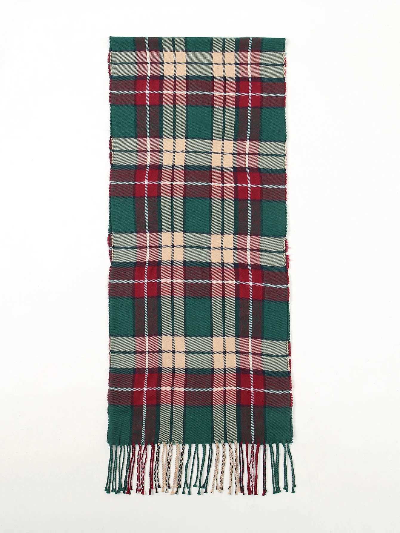 New Warm Cashmere Scarf Grid Design Thick ShAWl LaDY WrAP Tassel Scarves Christmas For Women Knitted NeckscarfW251030