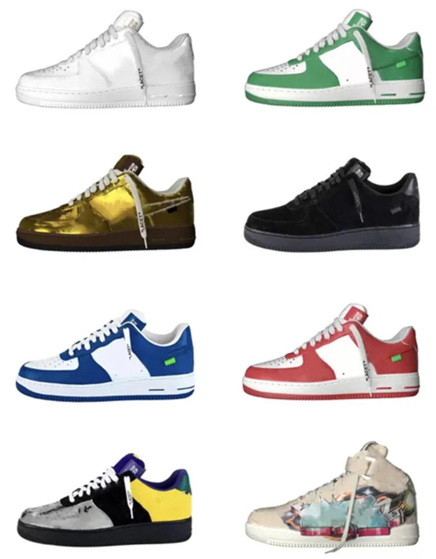 Basketball Designers Flower 1 Low Shoes Luxury Classic White Black Yellow Gold Red Orange Blue Green Purple Outdoor Men Women Sports Sneakers Original Size