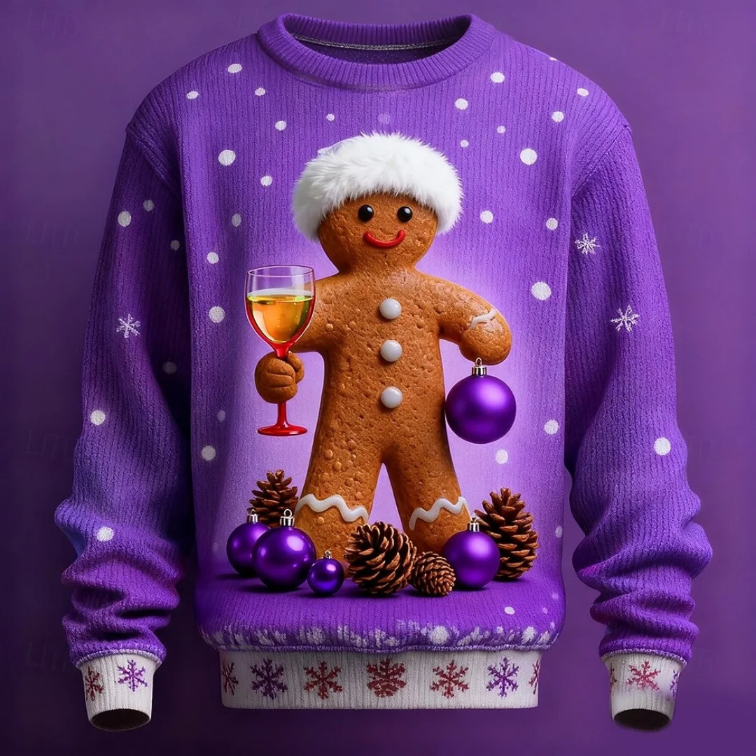 Christmas Deer Print Warm Knitted Long Sleeve Sweater Pullover Tops Round Neck Casual Ugly Blouse Christmas Sweater Hoodies 251031