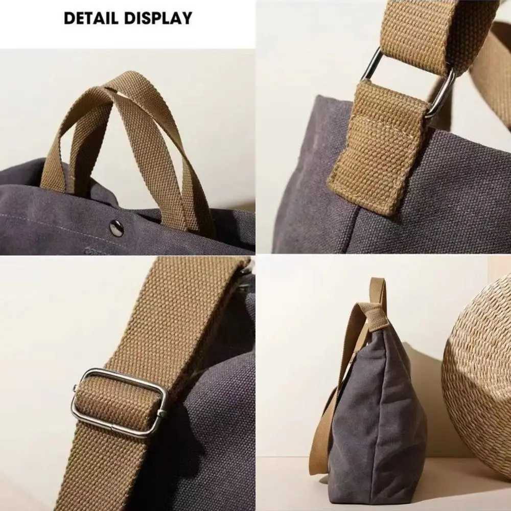 Upgrade Canvas Shoulder Tote Bag Large Capacity Zipper Students Book Bag Casual Solid Color Handbags Birthday Gifts W251031