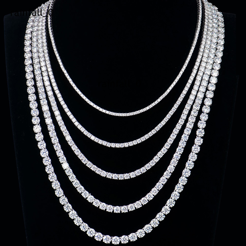 Custom Gra Jewelry 925 Sterling Silver Vvs Tennis Ice Out Lab Grown Diamond Mossanite Moissanite Necklace Chain for Women Men