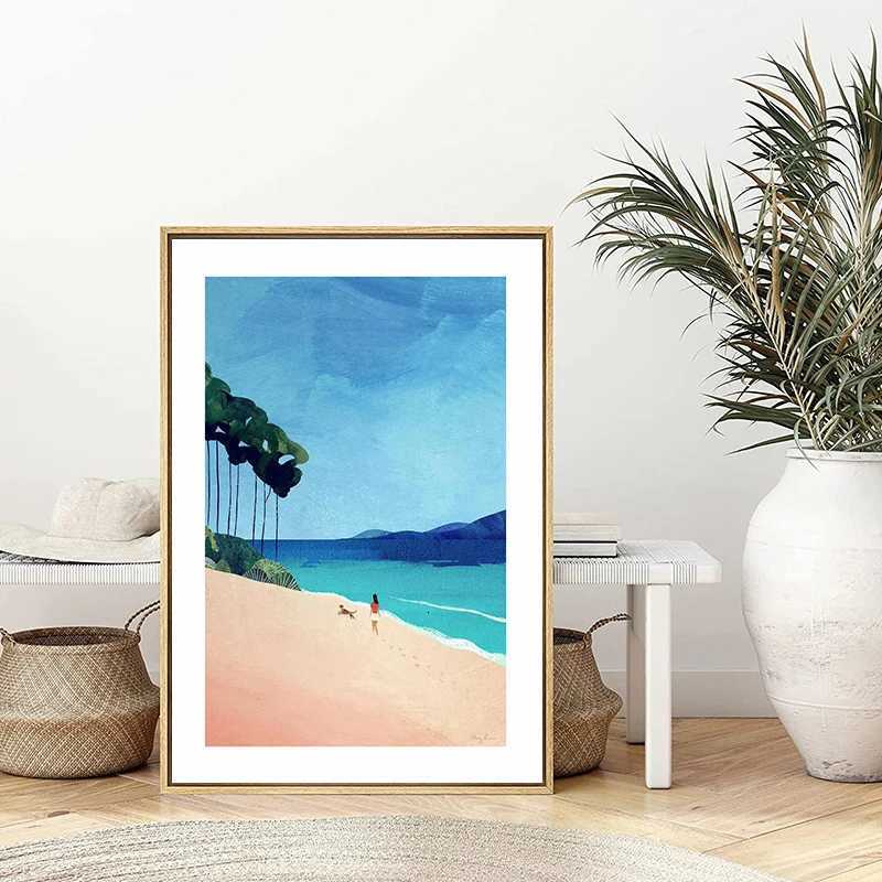 Modern Abstract And Minimst Palm Tree Beach Landscape Art Poster Canvas Prints Mural Living Room Bedroom Home Decoration C251031