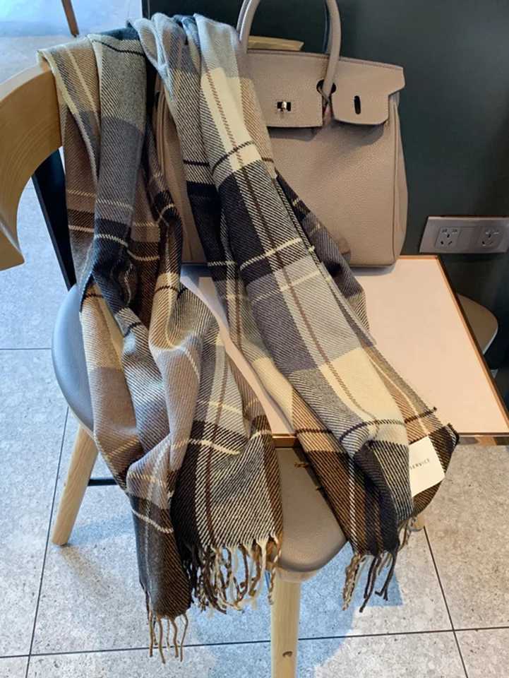 New Autumn Winter Plaid Scarf for Women Thickened Korean Style Versatile Warm Cashmere Imitation Student Couple Neck Warmer MenW251030