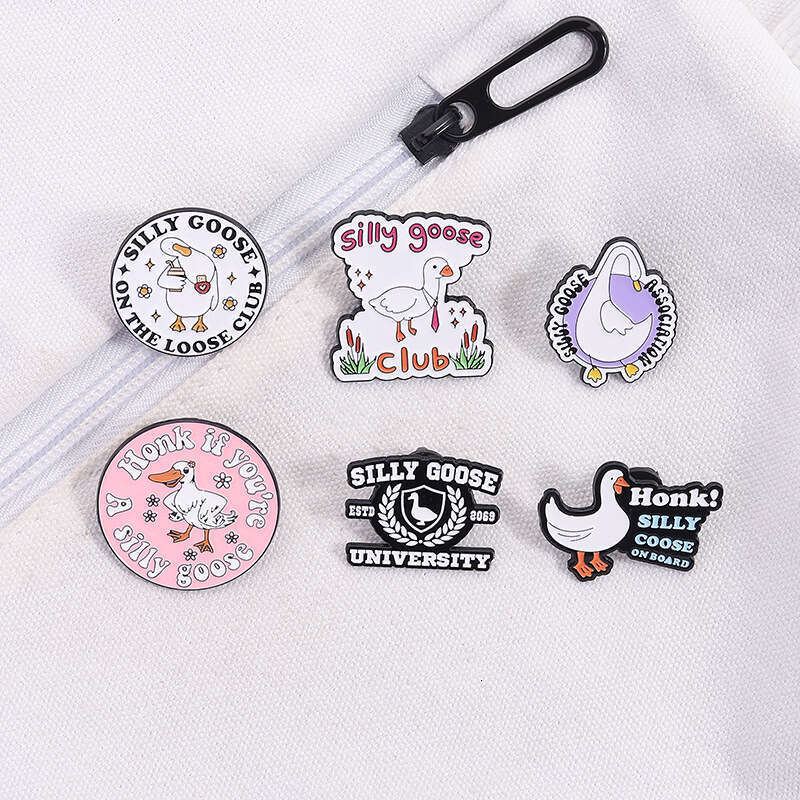 Cartoon Cute Big Goose Adorable Quotes Animal Brooch Metal Fun Unisex Student Backpack Accessory Badge