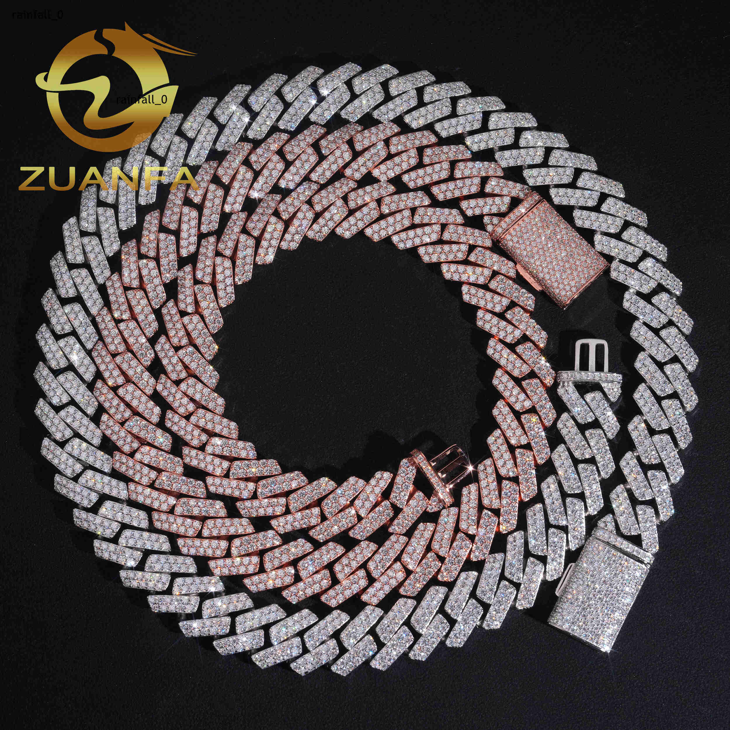 Hip Hop Jewelry 16MM 2 Row Moissanite Diamond Cuban Link Chain 925 Silver Iced Out Cuban Chain Moissanite Ready Shipping