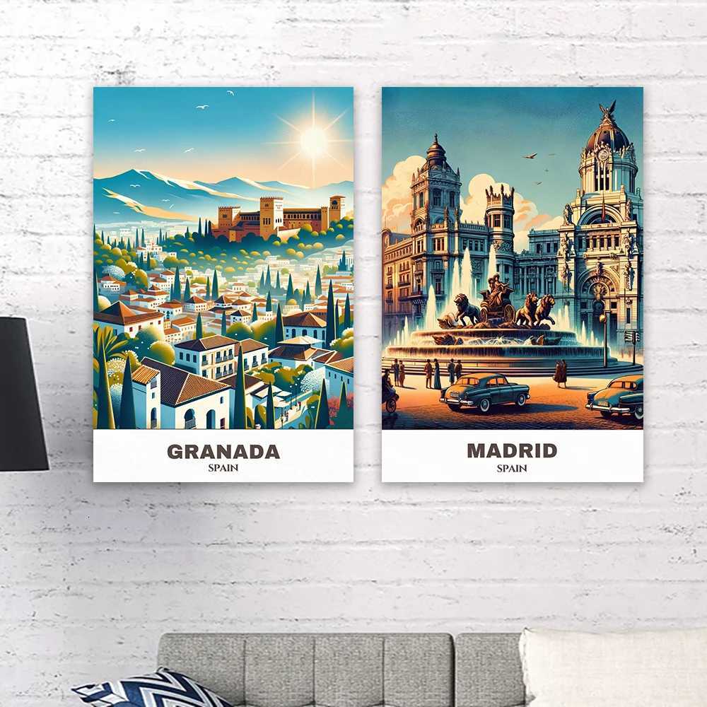 Granada Travel Poster Spain Seville Travel Prints Istanbul Cityscape Turkey Travel Canvas Painting Travel Wall Art Home Decor C251031