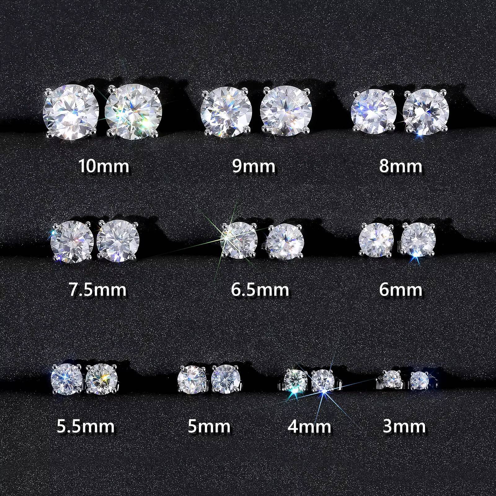 02ct8ct Moissanite Diamond 14K White Gold Plated Solid 925 Sterling Silver Hypoallergenic Women Men VVS GRA Stud Earring