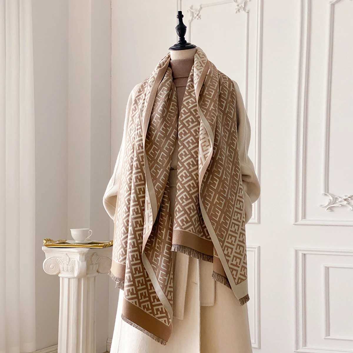 2025 New Luxury Brand Women TwoSided Print Scarf Soft Warm Shawl Winter Outdoor Coldproof Windproof Blanket Scarf C251031