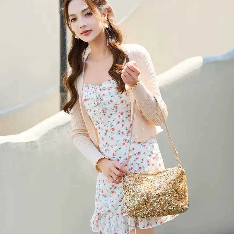 Womens Shiny Sequins Evening Clutch Bag Ladies Dinner Party Wedding Phone Purse Handbag Female Trendy Underarm Shoulder Bag W251031