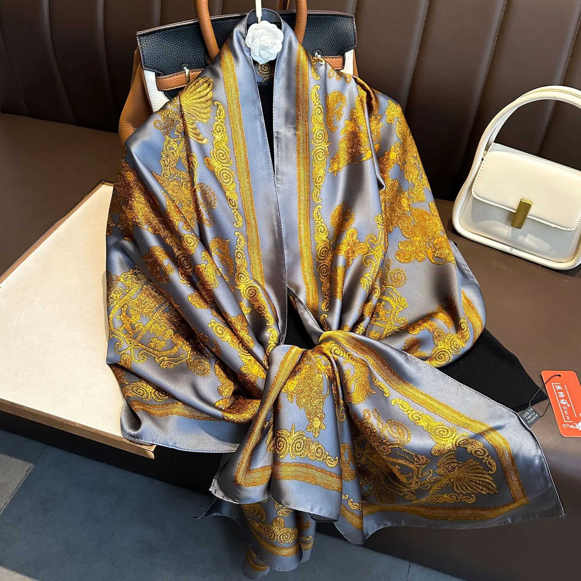 Luxury Brand Silk Scarves Women Fashion Print 180X90CM Long Scarf Popular Silk Headscarf Lady Sunscreen Beach Quality Shawl C251031