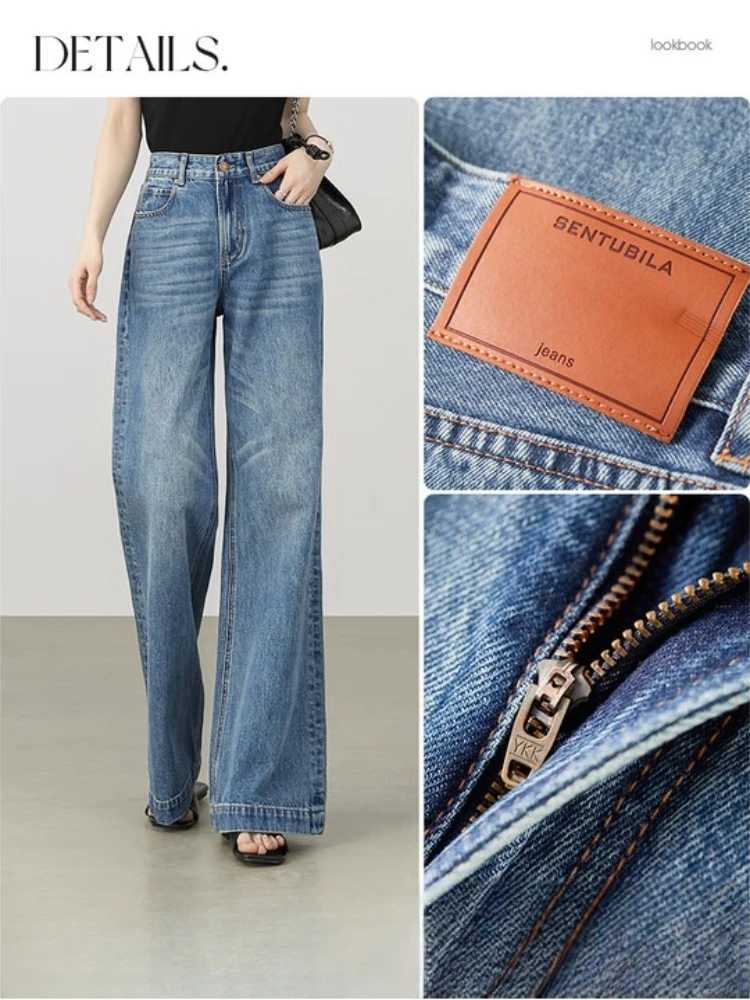 SENTUBILA Womens High Waist Straight Leg Jeans Autumn 2025 Cotton Denim Retro Vintage Slim Fit Trousers Collection W53NE2047 J251031