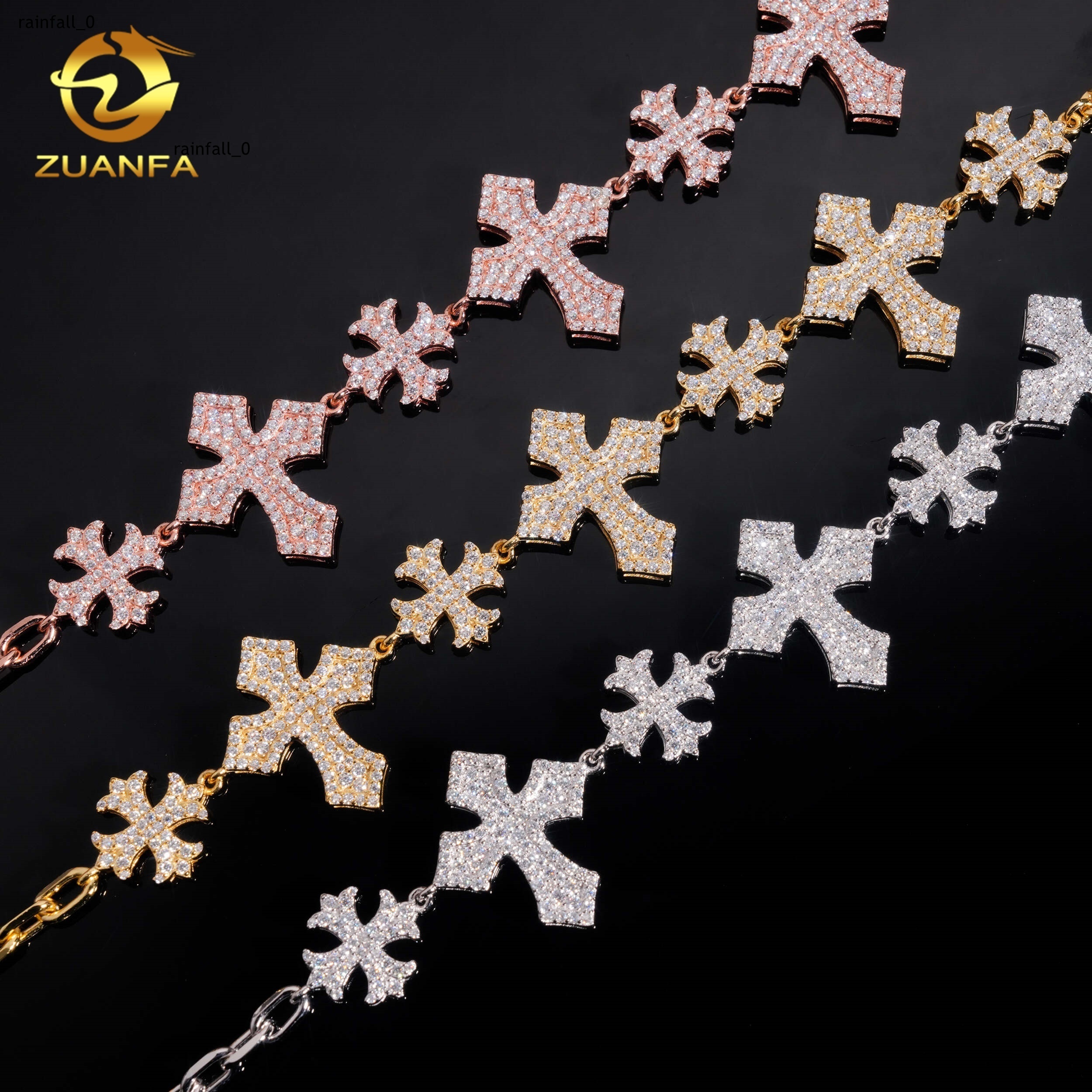 Hip Hop Jewelry Mix Cross VVS Moissanite Cuban Link Bracelet 925 Silver Hip Hop Cuban Bracelet