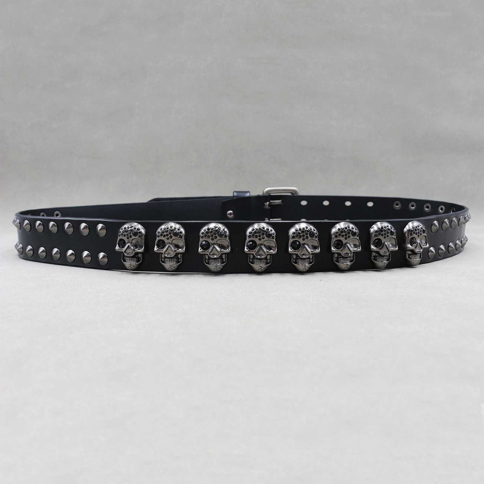 Heavy Metal Punk Belt Genuine Leather Hip Hop Belts For Men Cross Rivet Jeans belt male Strap Ceinture Homme designer beltW251030