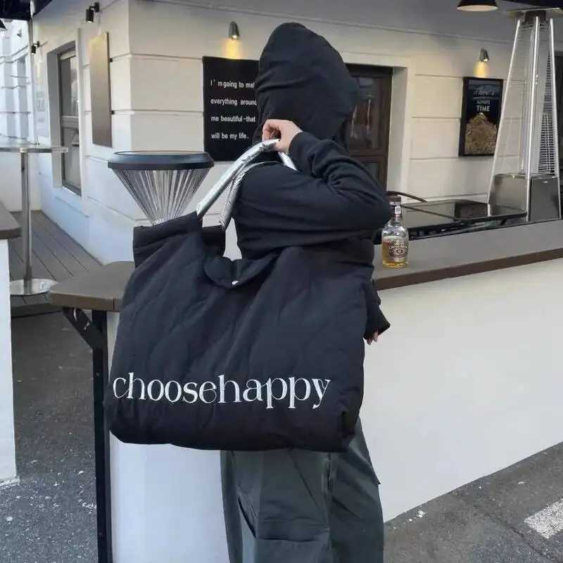 Korean Style Designer Women Tote Bag Embriodery Letter Large Tote Handbags Color Matching Student Nylon Shoulder Bag W251031