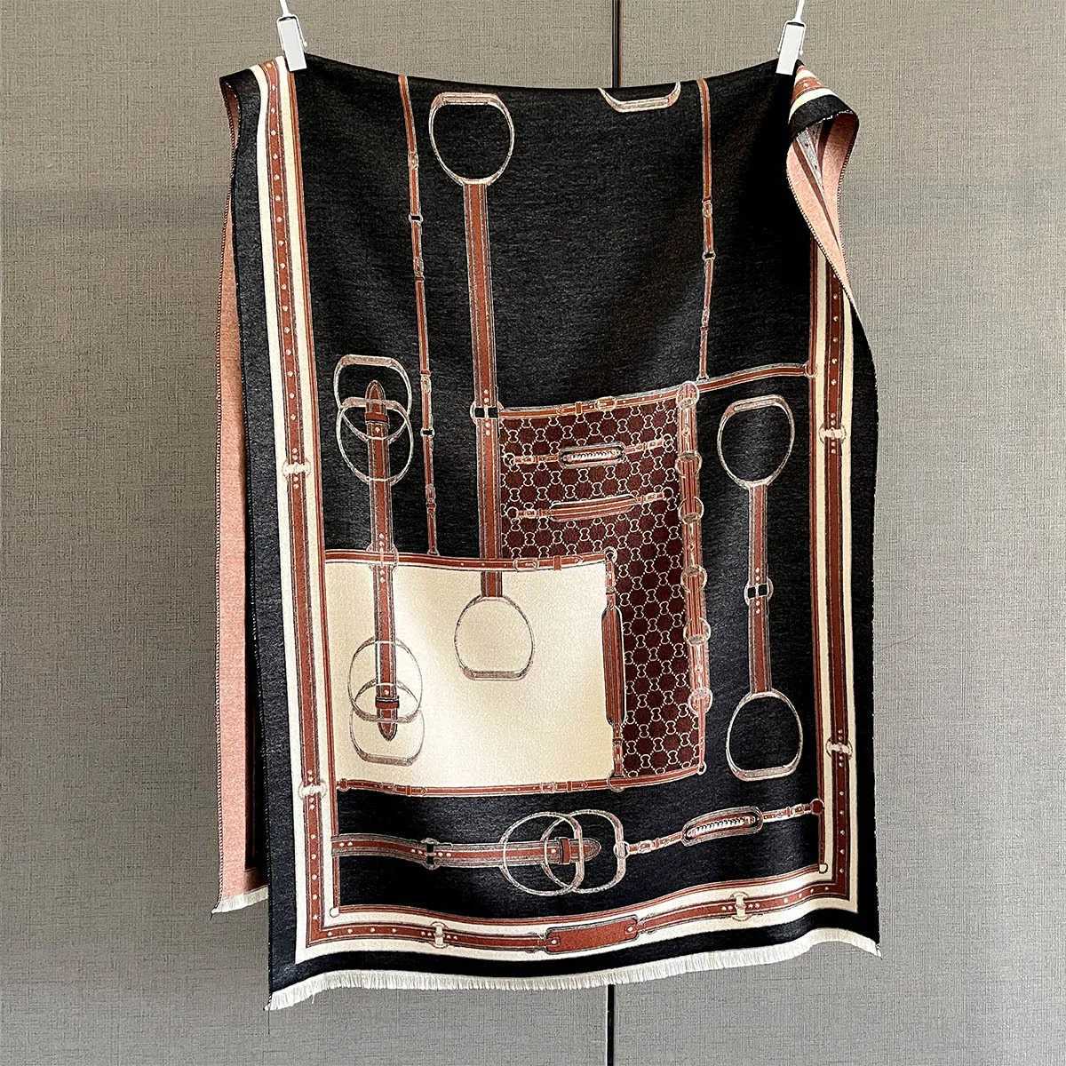 Winter Cashmere Scarf Women Luxury Chain Print Female Shawl Wrap Elegant Poncho Lady Thick Warm Blanket Gift Echarpe C251031