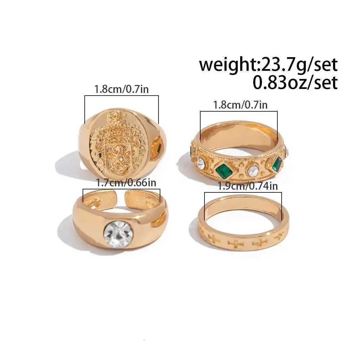 IngeSightZ 4PcsSet Rhinestone Open Adjustable Rings Finger Men Punk Gold Color Geometric Finger Rings Jewelry Gifts 2025XJ251031