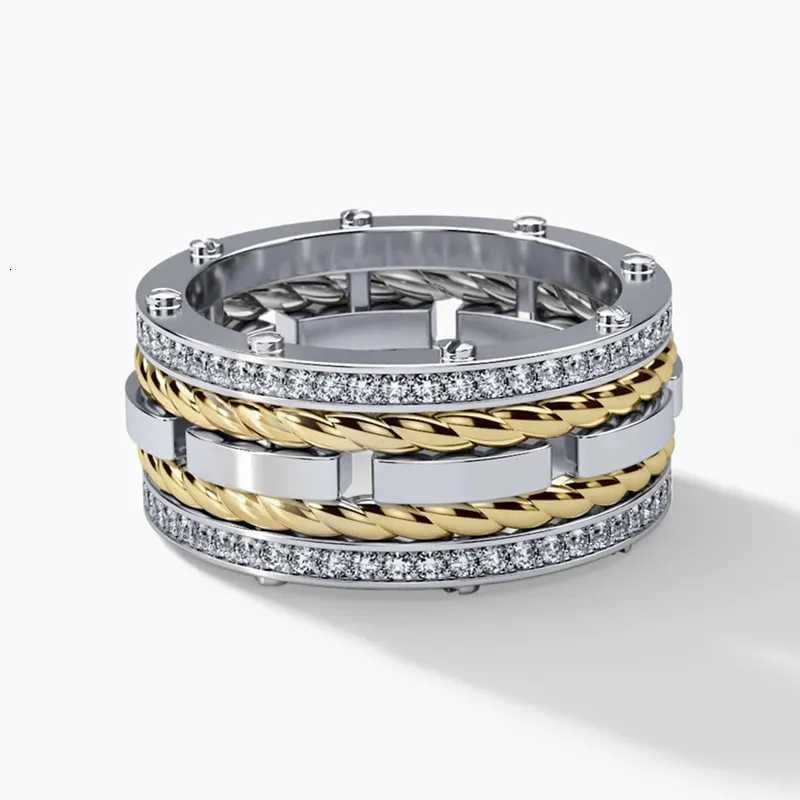 925 Sterling Silver Hip Hop Finger Rings for MenWomen Two Tone Twist Design Punk Couple Rings Lovers Wedding JewelryXJ251031