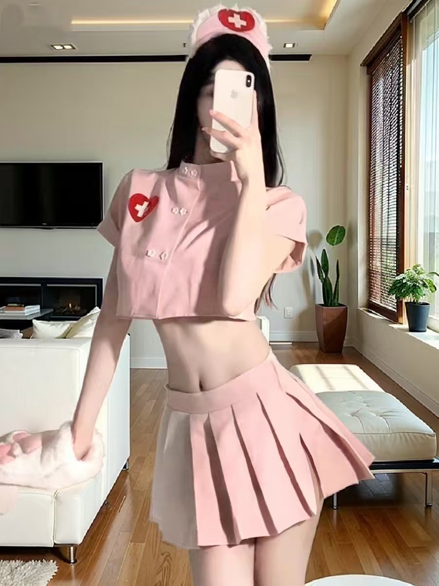 New hot selling nightgown set, sexy little nurse home pajamas