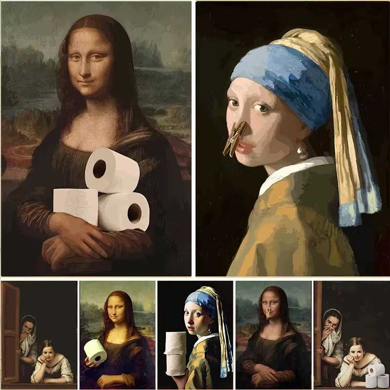 Oil Painting By Numbers kits Mona Lisa wears pearl girls with roll paper Drawing Canvas DIY Pictures By Numbers Home Decor C251031