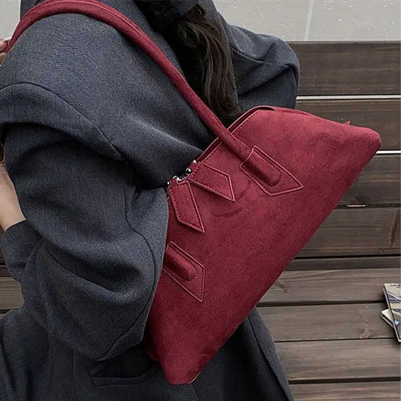 Womens Irregular Suede Shell Handbagbrand Design Large Capacity Frosted Shopping Bagmultilayer Storage Travel Shoulder BagT251031