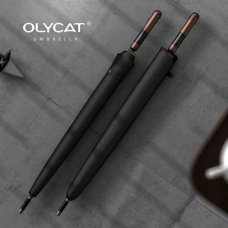 Olycat Large Umbrella Windproof Strong 16 Bones Wooden Handle Rain Umbrella Waterproof Luxury Big Long Umbrella Men Wan H251031