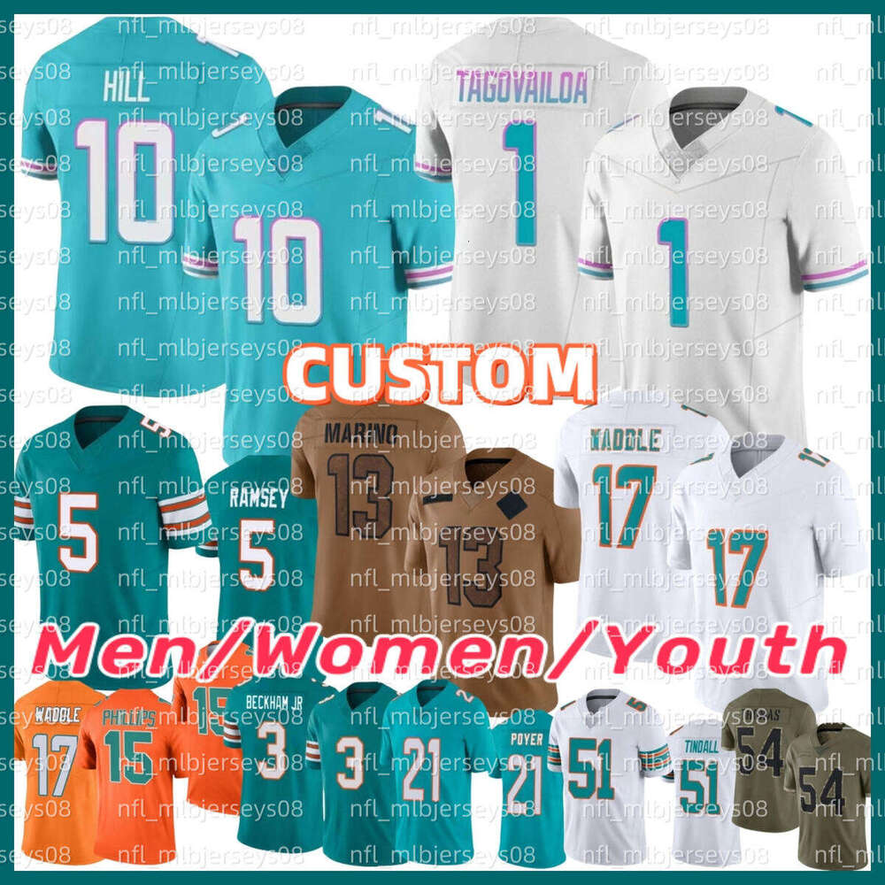 NFL Dolphins Jersey Dan Marino Jason Taylor Zach Thomas O Jr Tyreek Hill Jaylen Waddle Tua Tagovailoa Jalen Ramsey Jevon Holland De'Von Achane Football nnk