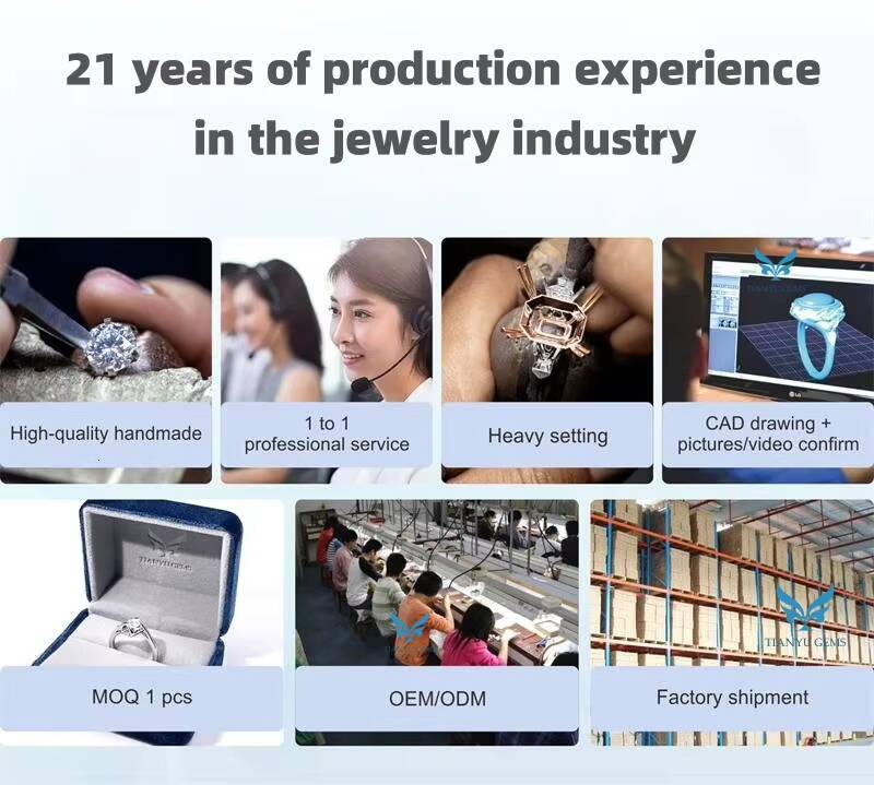 Tianyu 2CT D VVS Round Moissanite Diamond Engagement Ring Set Custom Real Yellow Gold 14K 18K Wedding Band Rings