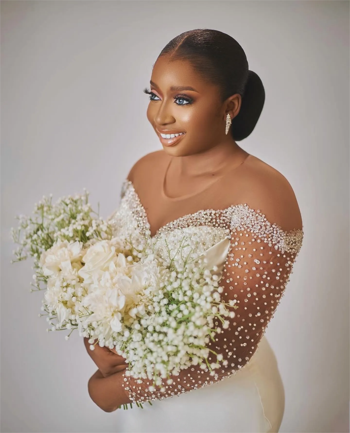 Ivory Mermaid Wedding Dresses Plus Size Beaded Crystals Detachable Train Bridal Gowns Dress