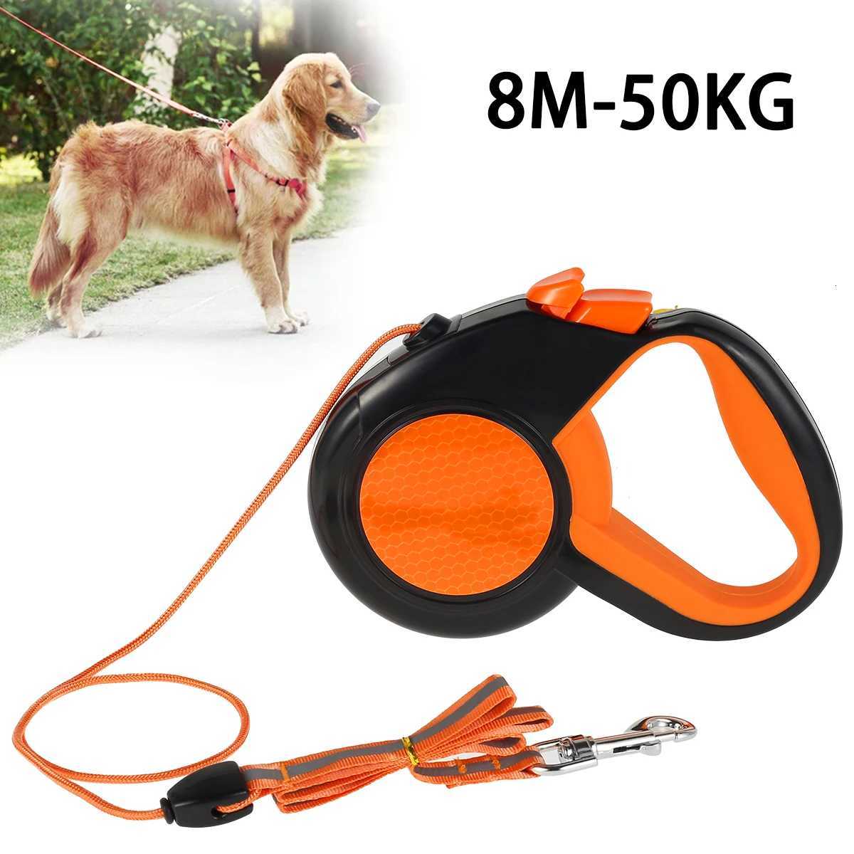 8m 50kg Dog Leash Retractable Roulette Collar for Small Big Dog Accessories Adjustable Durable Walking Hiking Bulldog Rope C251031