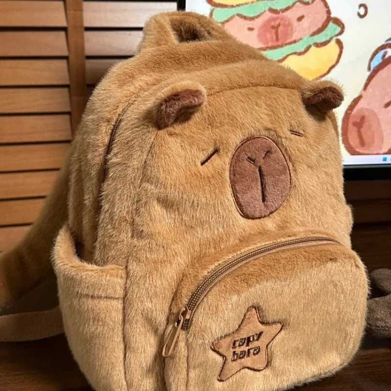 Student School Bag Capibala Plush Capybara Bag Casual Allmatch Fur Bag Large Capacity Backpack School Bags Mochila bolsa 2025 W251031