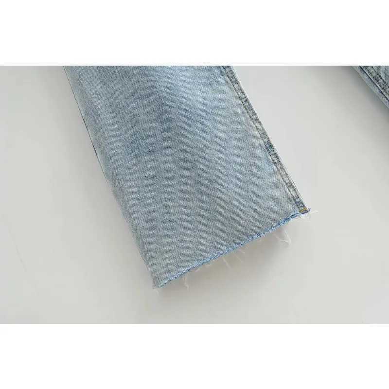 Womens High Waist Jeans 2025 Spring Fall Relaxed Straight Leg Raw Hem FloorLength Vintage Inspired Daily Uniform J251031