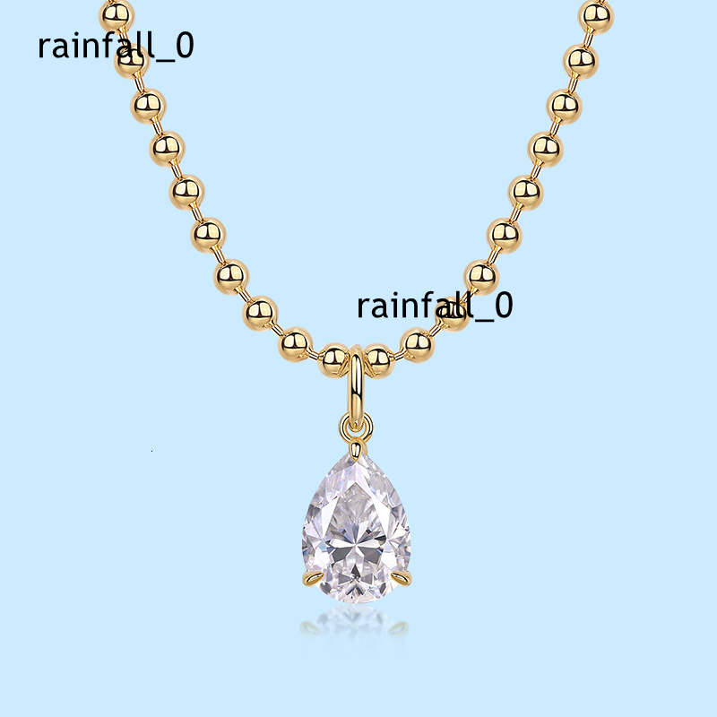 Moissanite Chain Pear 913mm 925 Sterling Silver VVS D Gold Colored GRA Certified Moissanite Jewelry Pendant Necklace