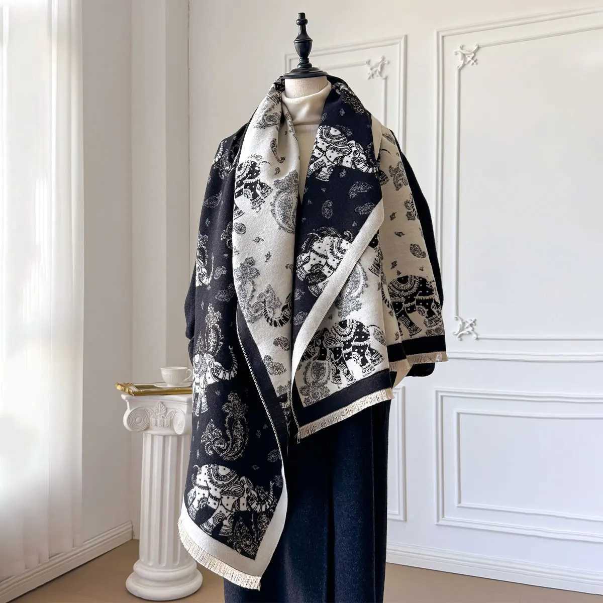 New Luxury Winter Faux Cashmere Wraps For Women Warm Scarf Shawl Blanket Travel Poncho Stoles C251031