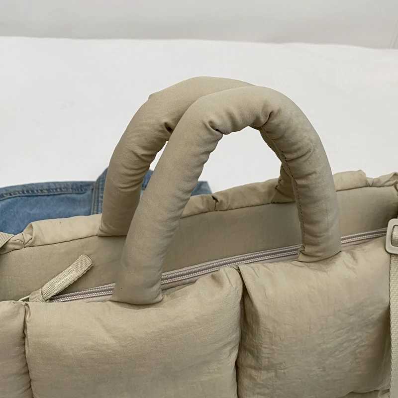 MOODS Square Shoulder Crossbody Bags For Women 2024 Spring New Trendy Cotton Padded Handbags Lux Large Capacity Quilted Tote Bag W251031