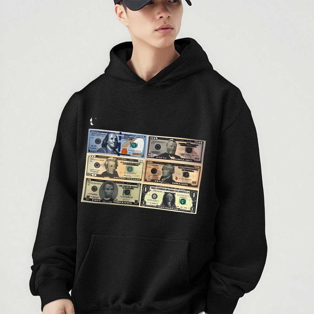 Cash Bank Notes Playful Graphic Unisex Sweatshirt Baggy Comfort Long Sleeve Tops Streetwear Male Female Autumn Winter J251031
