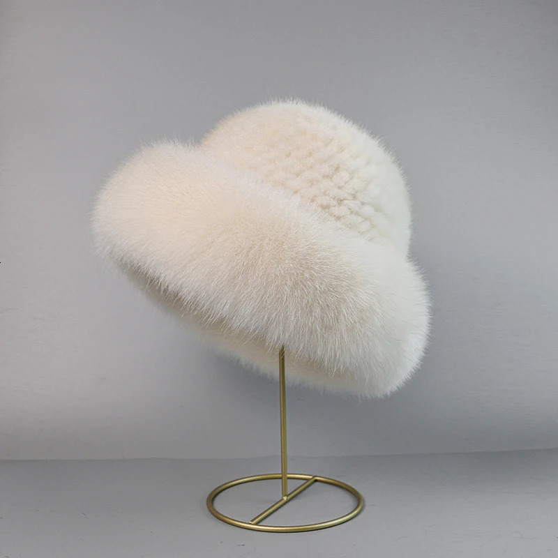 Real mink fur woman hat Fox fur beanie caps Winter woman hats Fashion mink fur knit hat 251028