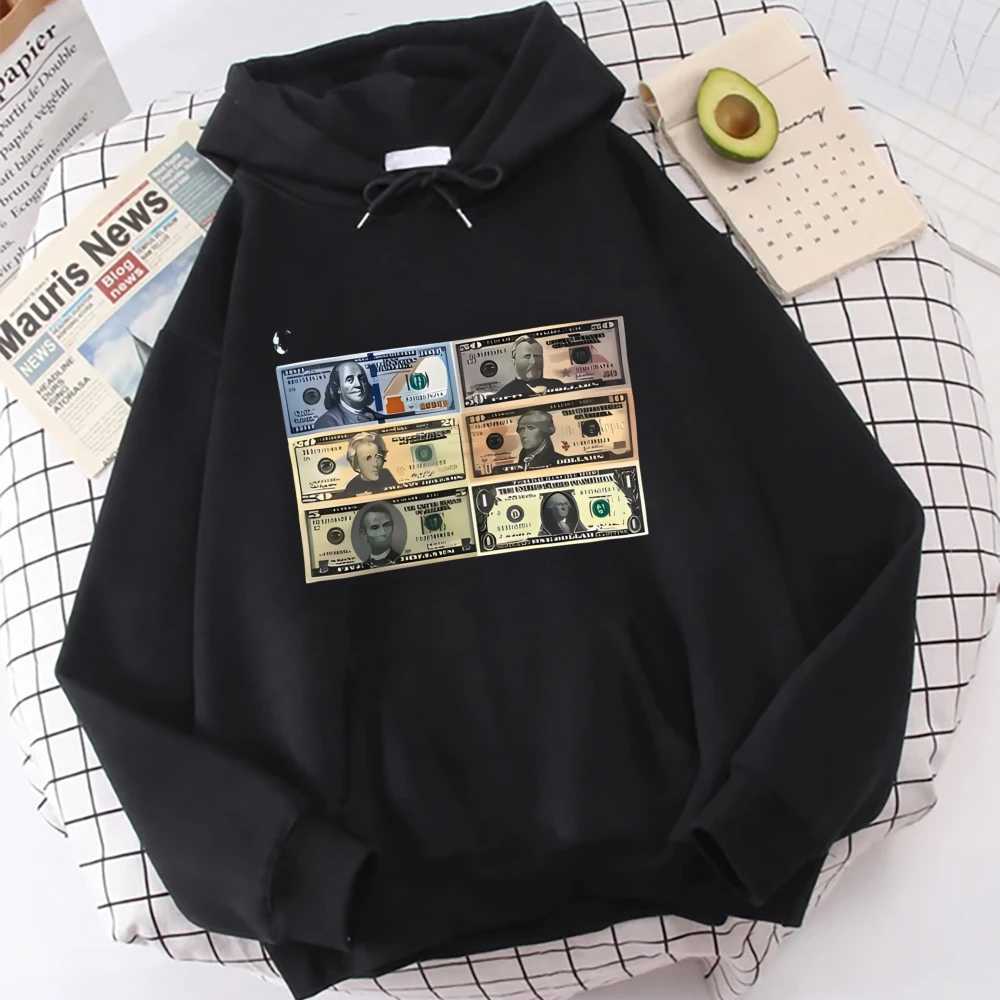 Cash Bank Notes Playful Graphic Unisex Sweatshirt Baggy Comfort Long Sleeve Tops Streetwear Male Female Autumn Winter J251031