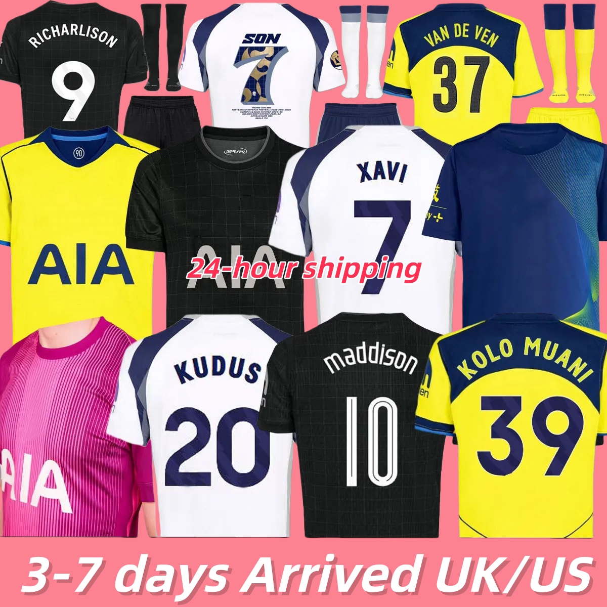 25 26 soccer jersey XAVI KUDUS KULUSEVSKI ROMERO VAN DE VEN UDOGIE PEDRO PORRO football shirt TEL RICHARLISON SARR MADDISON home away goalkeeper Men KID kits