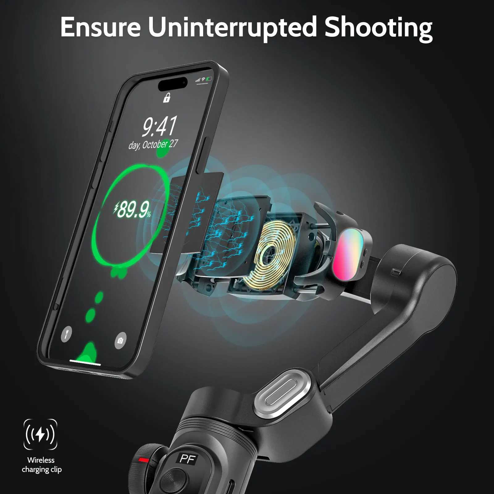 AOCHUAN Smart X Pro 3Axis Smart Gimbal Stabilizer Set with RGB Magnetic Light OLED Display LED Light Focus Wheel Black Y251011