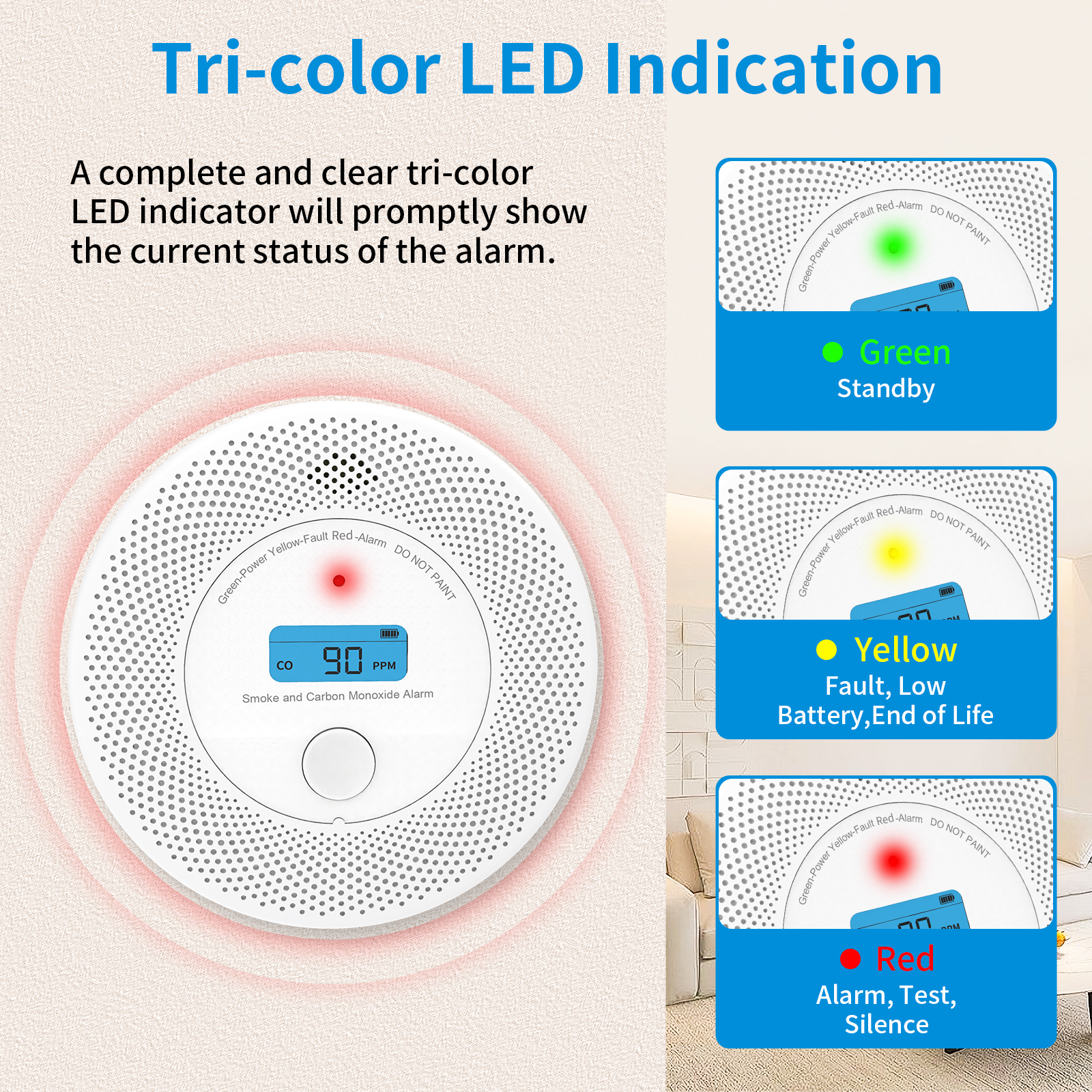 VCS62 Standalone Dual-Sensor Smoke & CO Detection System