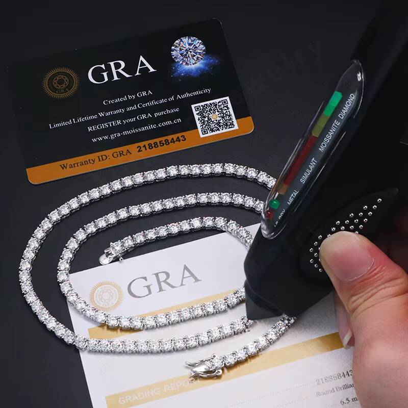 Wholesale High Quality 925 Sterling Silver Tennis Chain 3mm6mm VVS Moissanite Necklace Fine Jewelry for Men Women