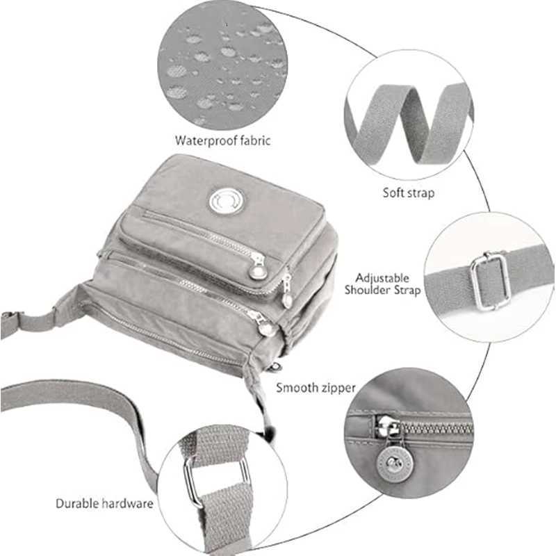 MultiPocket Casual Crossbody Bag For Women Nylon Waterproof Adjustable Strap Travel Messenger Bags Shoulder Bags And Purses W251031