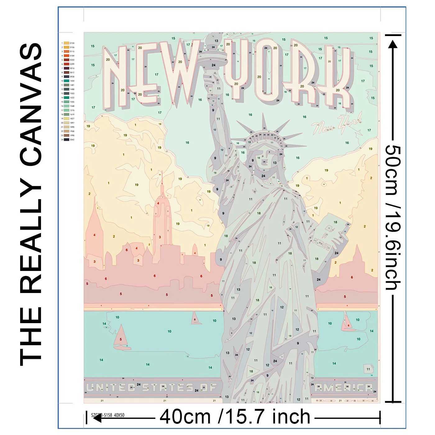 AZQSD Diy Coloring Picture By Numbers City New York Unique Gift For Children Painting By Numbers Landscape Home Decoration C251031