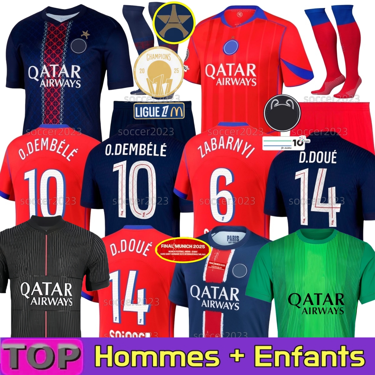 25 26 O.DEMBELE D.DOUE PSGES soccer jerseys ZABARNYI HAKIMI KVARATSKHELIA JOAO NEVES BARCOLA hommes enfant Gk 2025 2026 Fourth football shirts men kids maillot de foot