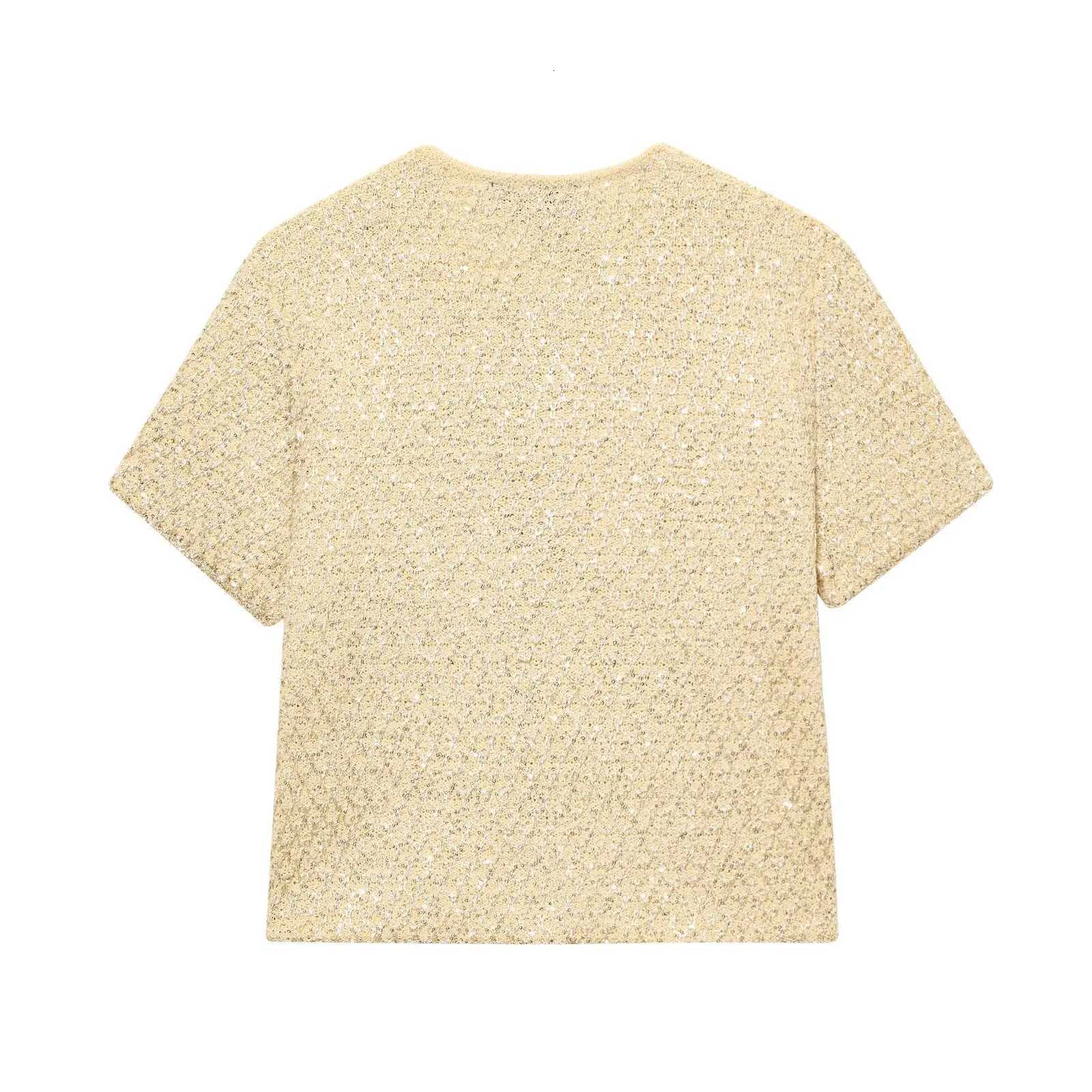 UNIZERA Fashion Temperament Sequin Knitted Jacket Knitted Camisole Top Womens Clothing 2025 Summer New Products Set W251031